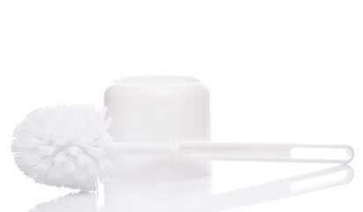 New Plastic white Toilet Brush isolated on white background.
