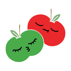 flat color retro cartoon apples
