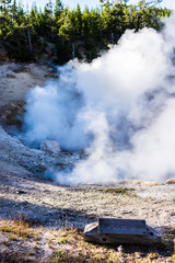 Fototapeta na wymiar Steaming geothermic pool at Yellowstone National Park