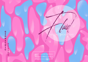 Vector template decorated with fluid liquid shapes. Modern abstract background with grain texture.