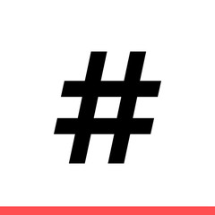 Hashtag vector icon, topic symbol. Simple, flat design for web or mobile app
