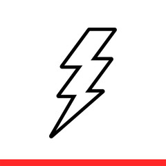 Lightning vector icon, thunder symbol. Simple, flat design for web or mobile app