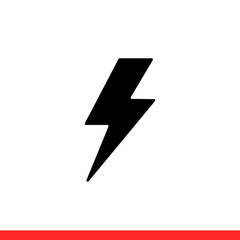 Lightning vector icon, thunder symbol. Simple, flat design for web or mobile app