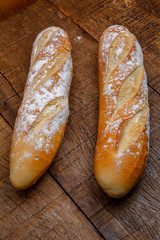Fresh bread or french baguett and flour