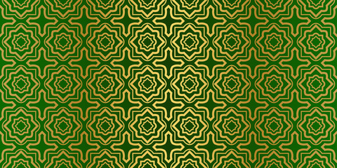 Geometric Modern Luxury Ornament. Seamless Vector Pattern. For Wallpaper, Invitation, Fashion Design. Green gold color