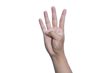 Hand on white background