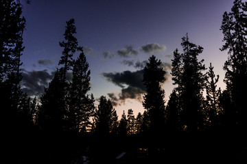 Fototapeta na wymiar Beautiful sky, sunset at Madison Campground in Yellowstone National Park