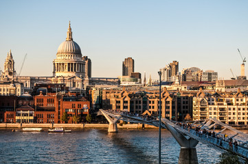 Fototapeta na wymiar St Paul's Cathedral and Millennium bridge, London, UK