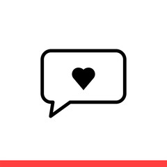 Love message vector icon, dear communication symbol. Simple, flat design for web or mobile app