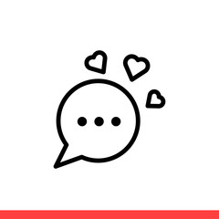 Love message vector icon, dear communication symbol. Simple, flat design for web or mobile app