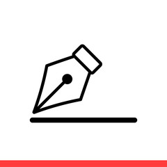 Pen tool vector icon, nib symbol. Simple, flat design for web or mobile app