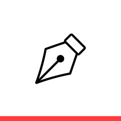 Pen tool vector icon, nib symbol. Simple, flat design for web or mobile app