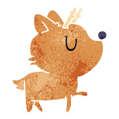 retro cartoon of  kawaii cute deer