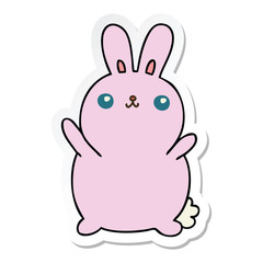 sticker of a quirky hand drawn cartoon rabbit