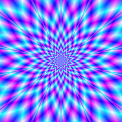 Fuzzy Star in Blue and Pink / An abstract fractal image with a fuzzy star design in blue and pink. - 253790952
