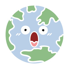 flat color retro cartoon planet earth