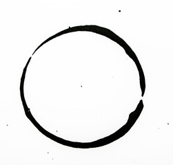 Black Coffee Cup Stain On White Background