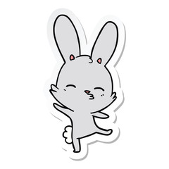 sticker of a curious bunny cartoon