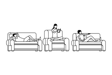 faceless people relax living room