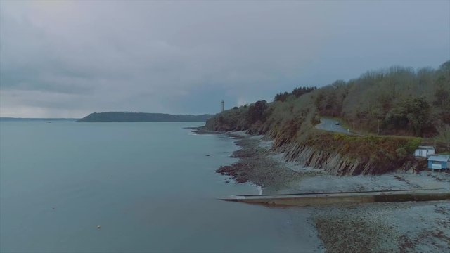 Drone falaise road car phare 4K