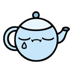 cute cartoon sad tea pot