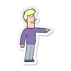 sticker of a cartoon man pointing