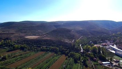 Obraz premium Valencia. Village of Ademuz. Spain. Aerial view by Drone