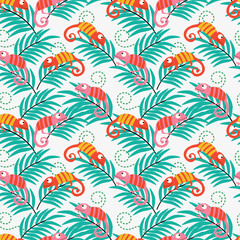 Colorful chameleon seamless pattern.
