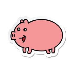 sticker of a cute cartoon pig