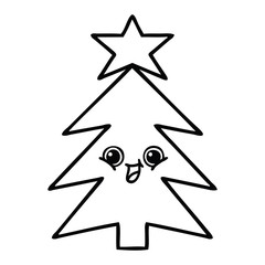Obraz premium line drawing cartoon christmas tree