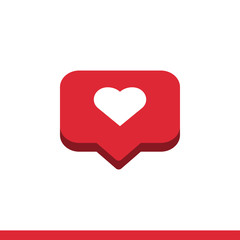 Like isometric vector icon, heart emotion for social media symbol. Simple, flat design for web or mobile app