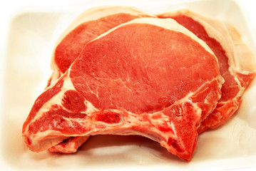 Close-Up of Raw Lean Pork Chops
