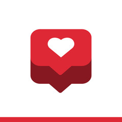 Like isometric vector icon, heart emotion for social media symbol. Simple, flat design for web or mobile app