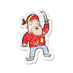retro distressed sticker of a cartoon pirate