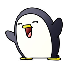 gradient cartoon kawaii of a cute penguin