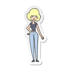 sticker of a cartoon pretty woman