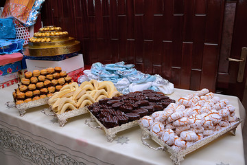 cookies.Moroccan biscuits are served with tea. Moroccan biscuits are offered at the wedding and Eid al-Fitr