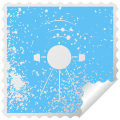 distressed square peeling sticker symbol satellite