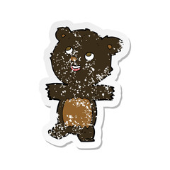 retro distressed sticker of a cartoon black bear