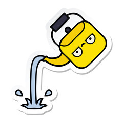 sticker of a cute cartoon pouring kettle