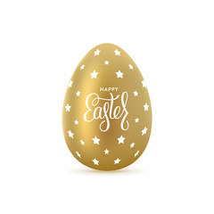 Easter on Golden egg Lettering Vector illustration