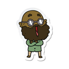 sticker of a cartoon joyful man with beard