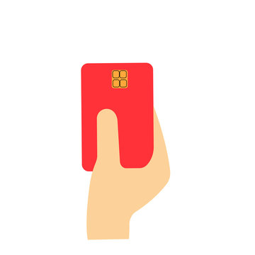 Bank card in hand vector graphics
