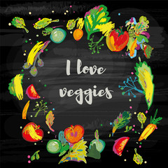 Vegetable background for vegan menu illustration