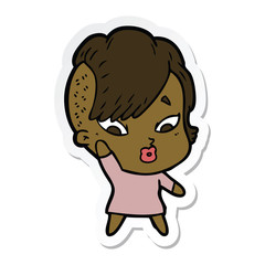 Obraz premium sticker of a cartoon surprised girl