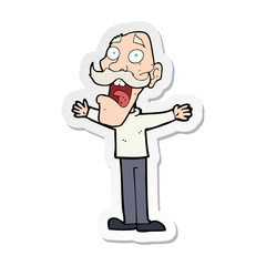 sticker of a cartoon stressed old man