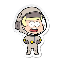 sticker of a cartoon surprised astronaut