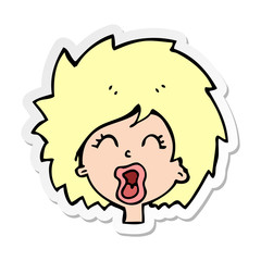 sticker of a cartoon woman screaming