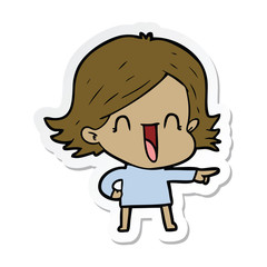 sticker of a cartoon laughing woman