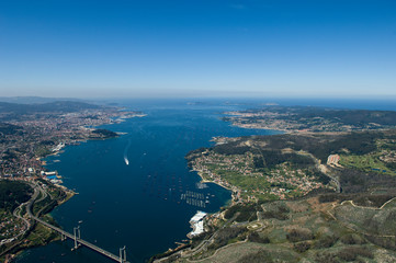 Naklejka na ściany i meble Panoramic of a coastline in the region of Galicia, Spain